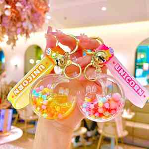 2024 New Arrival Cartoon Cute <b>Rabbit</b> Moon Liquid Keychain Crystal Flowing Sand Bottle Luminous Keyring Car Key Bag Pendant Gifts - Product Image 2
