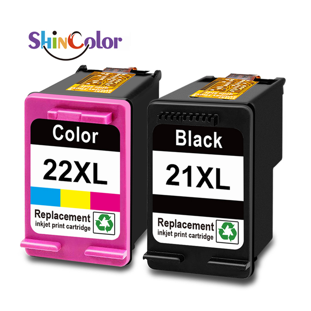 Stock ShinColor 21XL 22XL Remanufactured Full Dye-Based Color Cartridge HP21 HP22 Deskjet D1468 D1520 24-Month Warranty 100%