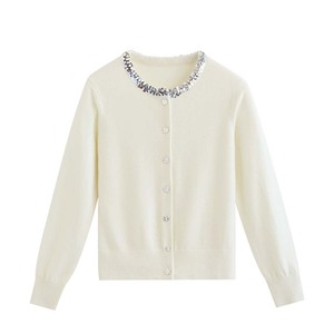 OEM ODM <span class=keywords><strong>100</strong></span>% Len Phụ Nữ Mềm Dệt Kim Cardigan Vòng Cổ Dài Tay Áo Nút Hoa Khóa Áo Khoác Cho Phụ Nữ - Product Image 2