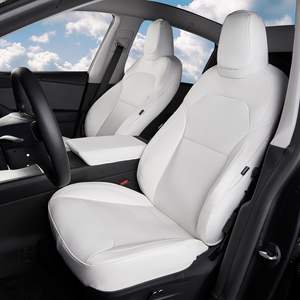 Ensemble complet n'affecte pas les housses de siège de voiture en cuir Nappa <span class=keywords><strong>blanc</strong></span> Airbag pour Tesla modèle Y rafraîchi Facelift Juniper 2025 2026 - Product Image 1