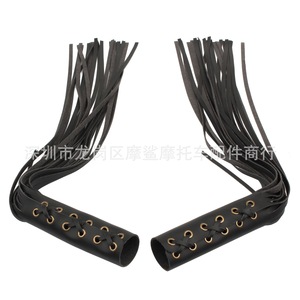 Puños de Cuero Moshark con Borlas de 15cm, Color Marrón, Accesorios Decorativos Retro para Motocicleta - Product Image 5