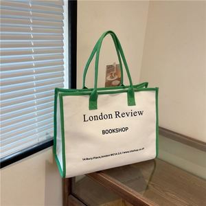 Sac fourre-tout en toile de grande capacité de style anglais, cadeaux promotionnels, sac à bandoulière pour femmes, sac en coton réutilisable avec logo personnalisé - Product Image 4