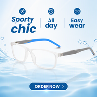 Montures de lunettes de sport pliables pour hommes grandes tailles TR90 pour usage quotidien, lunettes optiques transparentes/grises