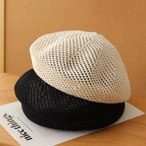 Chapeau en <span class=keywords><strong>crochet</strong></span> pour femmes Chapeaux béret de peintre élégants, creux et respirants - Product Image 2