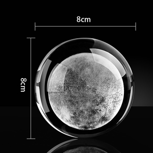 Toptan düşük adedi ücretsiz tasarım kristal el sanatları moda yaratıcı hediye kristal top 3D lazer Engrave ay cam küre dekor oyuncak - Product Image 6