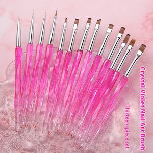 Pour <span class=keywords><strong>Amazon</strong></span> grand stylo d'art d'<span class=keywords><strong>ongle</strong></span> ovale carré cristal violet peinture de photothérapie avec fonction de ligne de traction spéciale <span class=keywords><strong>brosse</strong></span> à ongles en Nylon - Product Image 3