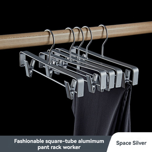 Gantungan Baju Logam Aluminium untuk Rok, Celana Panjang, dan Celana Pendek, dengan Penjepit untuk Rumah Tangga - Product Image 6