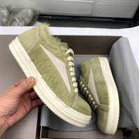 En stock Chaussure décontractée unisexe basse noire à lacets en cuir Owens de luxe à semelle épaisse