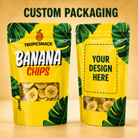 Sachets Mylar personnalisés imprimés pour chips de banane comestibles, sachets refermables à fond plat pour le stockage de snacks