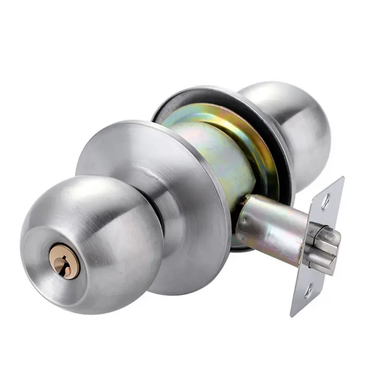 Durable Use Brushed Metal Stainless Steel Spherical Knob Door Cylinder Lock door handle lock set