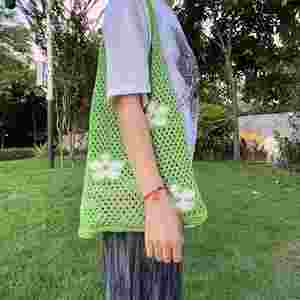 Bolso de Mano Tejido a Crochet con Diseño Nuevo 2024, Bolso de Compras con Malla Floral para Mujer, Bolso de Hombro Calado para Chicas - Product Image 2
