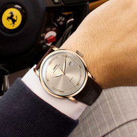 Montre-bracelet de luxe pour homme LOBINNI, marque haut de gamme, design classique, bracelet en acier inoxydable et cuir, cadran de 41 mm, résistante à l'eau, aiguilles