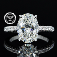 Anillo de Compromiso Ovalado de Oro Blanco Sólido de 14k y 18k con Diamante Cultivado en Laboratorio con Certificación IGI CVD HPHT, Joyería para Mujeres y Hombres