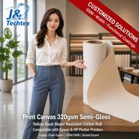 Toile écologique à impression unie 320 g/m² semi-brillante avec dos jaune résistant à l'eau en coton compatible avec les imprimantes traceurs Epson HP