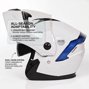 Casque de moto à double visière, casque de sécurité intégral, casque de conduite ventilé pour scooter électrique, vélo, toutes saisons, casque de protection contre les chutes - Product Image 2