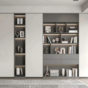 رف تخزين خشبي كبير الحجم وخزانة كتب لغرفة النوم وغرفة المعيشة وعرض الأثاث - Product Image 2