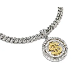 Großhandel drehbare kubanische Kette Anhänger Hip Hop Schmuck kette Halskette