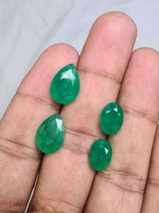 Cuarzo sintético zambiano natural corte ovalado verde facetado pares de piedras preciosas para la fabricación de joyas producto a granel personalizado - Product Image 2