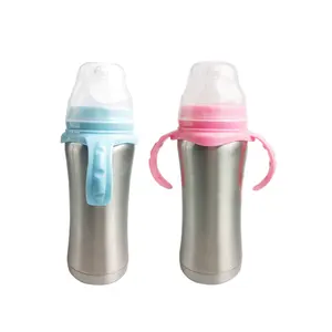 BPA Botol Susu Bayi Tahan Lama, Botol Air Bayi Stainless Steel Kelas Makanan Kosong 240Ml dengan Nipple