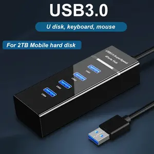 <span class=keywords><strong>USB</strong></span> 3.0 4 พอร์ตฮับแยกสัญญาณอะแดปเตอร์สายเคเบิลความยาว 30/120 ซม.สำหรับเดสก์ท็อปพีซี แมคแล็ปท็อปคีย์บอร์ดเมาส์ 2TB ฮาร์ดดิสก์มือถือ - Product Image 2