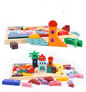 2021 bambini in legno giocattolo creativo colorato blocchi di costruzione in legno diamante castello blocchi di legno prima infanzia Giocattoli educativi per I Bambini - Product Image 2