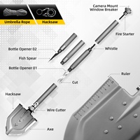 Pelle de camping pliable Zune Lotoo, multi-outils 18 en 1, pelle tactique, kit de survie, acier à haute teneur en carbone, pelle compacte