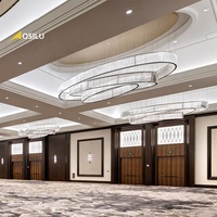 Lustre LED suspendu en cristal, grand anneau rond de luxe moderne et personnalisé, pour hall d'hôtel, villa