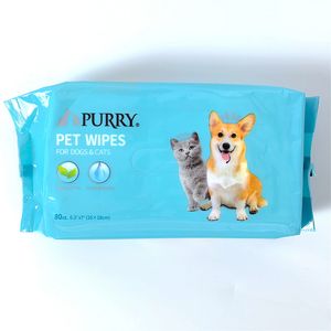 PURRY <span class=keywords><strong>Pet</strong></span> Grooming Wipes para perros y gatos Toallitas sin perfume 80PCs - Product Image 1