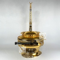 Plat à réchaud de luxe en acier inoxydable doré 4L 6L 8L |   Réchaud de buffet suspendu avec couvercle, gravures décoratives et porte-ustensiles