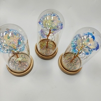 Bouquet Permanent Rose Feuille d'Or Nouveauté Base en Bois Couverture Acrylique Résistant aux Dégâts pour Cadeaux d'Anniversaire Décorations Fête des Mères