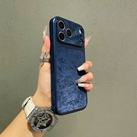 Coque de téléphone givrée 16 en cuir texturé effet peau, avec grande fenêtre et garniture en fil de plume, compatible iPhone 17 PROMAX
