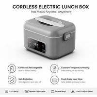 Tragbare Elektrische Edelstahl-Lunchbox 1300ml Wiederaufladbar mit Digitaler Steuerung Speisenwärmer für Taxifahrer Stadtfahrer Langschichtdienst