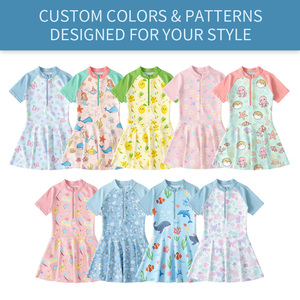 Traje de Baño de Manga Corta para Niñas, Protección UV UPF 50+, Estampado de Mariposas, Traje de Baño de Una Pieza para Niños, Playa y <span class=keywords><strong>Piscina</strong></span> - Product Image 3