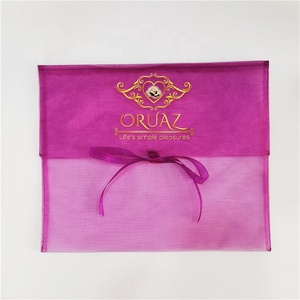 Wholesale Logo Printed Personalized Noble Purple Organza Sheer <b>Envelope</b> Cosmetic Packaging Bag Organza Silk Scarf Packaging Bag - Product Image 1