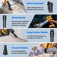 Aspirateur sans fil portable pour batterie DeWats 20V avec réglage de la vitesse, aspiration puissante de 105AW pour le nettoyage de la voiture et de la maison