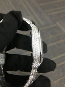 Reloj de movimiento automático de moissanita de acero inoxidable 316L D VVS estilo Hip Hop caja rectangular esfera analógica probador de diamantes aprobado - Product Image 4