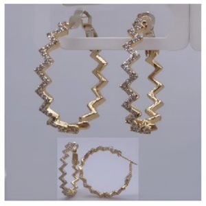 Orecchini a Clip contemporanei audace tendenza alla moda con Design geometrico realizzato in acciaio inossidabile rame ottone per matrimoni - Product Image 1