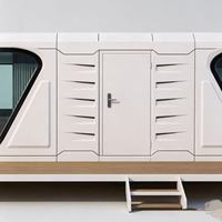 Maison capsule préfabriquée moderne de luxe sur mesure, mini-maison mobile, cabane portable avec verre panoramique et terrasse pour hôtel en plein air, camping