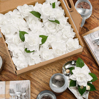 Fleurs artificielles de mariage, gardénia blanc en mousse PE, fleurs faites à la main au toucher réel pour Noël, la fête des mères, décoration intérieure, vente en gros