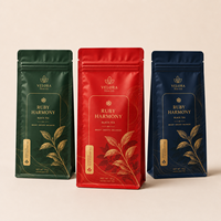 Pochette à fermeture éclair rouge personnalisée avec soufflet pour le thé, les grains de café et l'emballage alimentaire
