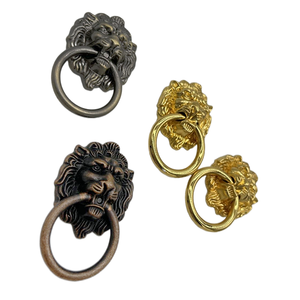 Poignée de tirage en métal pour armoire à tiroirs de haute qualité avec finition argentée antique forme ronde conception de visage de lion pour tiroir et garde-robe - Product Image 3