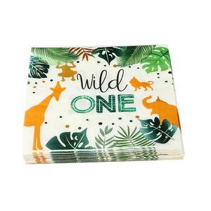 Kit de fournitures pour fête d'anniversaire Wild One, thème tropical, assiettes, gobelets, serviettes, décorations jetables pour la célébration du premier anniversaire - Product Image 3