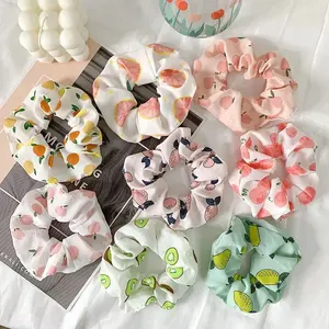 Mode Buah Lemon Lucu Scrunchies Rambut Elastis Ikat Rambut Musim Panas untuk Anak Perempuan