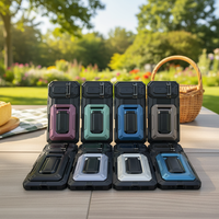 Étui de protection robuste de luxe pour 14-17 ProMax [TPU+PC] Étui antichoc avec support et porte-cartes 4 emplacements