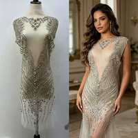 Nouvelle Collection 2026 – Applique de corsage en strass argentés et perles, broderie de cristaux pour robes de mariée et de soirée (ODM)