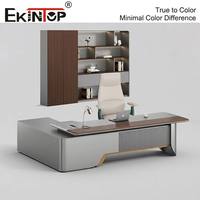 Bureau de direction moderne en PVC imperméable avec surface en bois, design extensible pour usage commercial, fabriqué par Ekintop Factory
