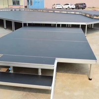 Plateforme de scène modulaire en aluminium robuste à haute capacité de charge, avec pieds réglables antidérapants, plateau en contreplaqué, 4x4 pieds, scène portable
