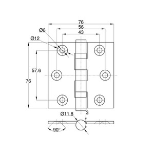 Charnière en cuivre 12-3*3*3 mm, isolation acoustique, quincaillerie de porte, design traditionnel - Product Image 5