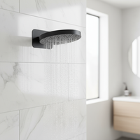 Système de douche thermostatique encastré mural en laiton noir mat de luxe à 5 poignées, mitigeur de bain et de douche, jets de pluie doux