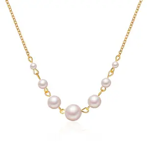 Hot Sale Modeschmuck 7 Perle Imitation Perle Perlen Halskette Glänzende runde Perle Schlüsselbein Kette kurze Halskette für Mädchen Frauen